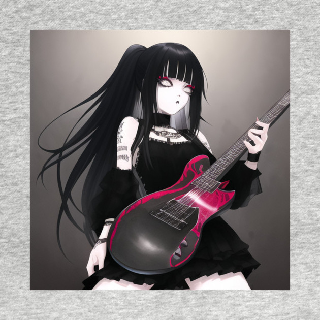rock girl guitar lover by animegirlnft