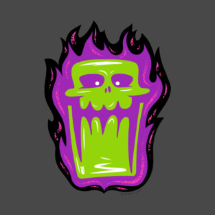Green Flaming Skull T-Shirt