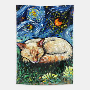 Sleepy Flame Point Siamese Night Tapestry