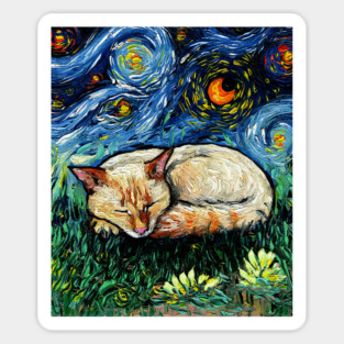 Sleepy Flame Point Siamese Night Magnet
