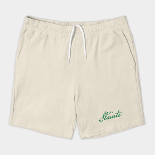 St Patricks Day Slainte Green Script Shorts