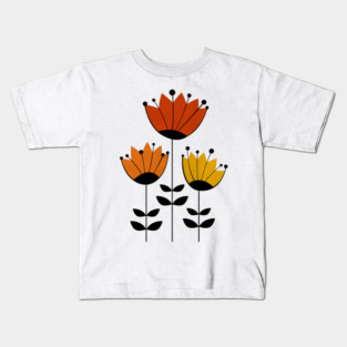 Mid Century Flowers 4 - Retro Blossom Trio Kids T-Shirt