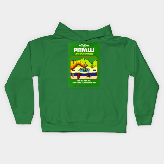 Classic 8-Bit Video Game Box Art - Pitfall! Kids Hoodie by Starbase79