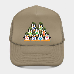Linux Tux Penguin Army distro Logo T-shirt Hat