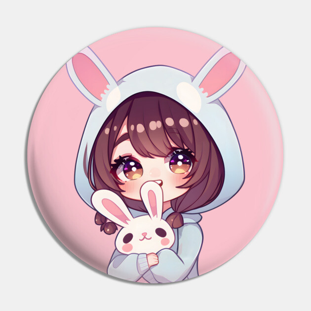 Pretty Anime Egirl Bunny Hat Cute Anime Girl With Bunny Anime Pin