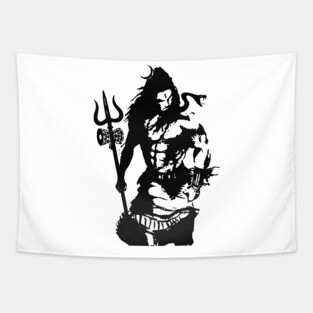 Lord Shiva Art Angry Trishul T-shirt Tapestry