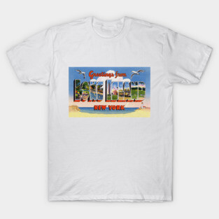 Greetings from Long Island, New York - Vintage Large Letter Postcard T-Shirt