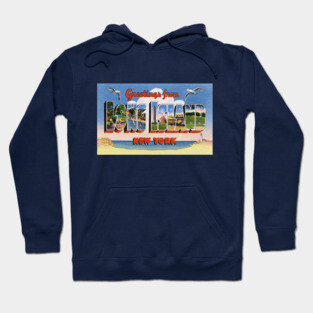 Greetings from Long Island, New York - Vintage Large Letter Postcard Hoodie