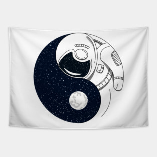 Nasa Astronaut Ying Yang Symbol Tapestry