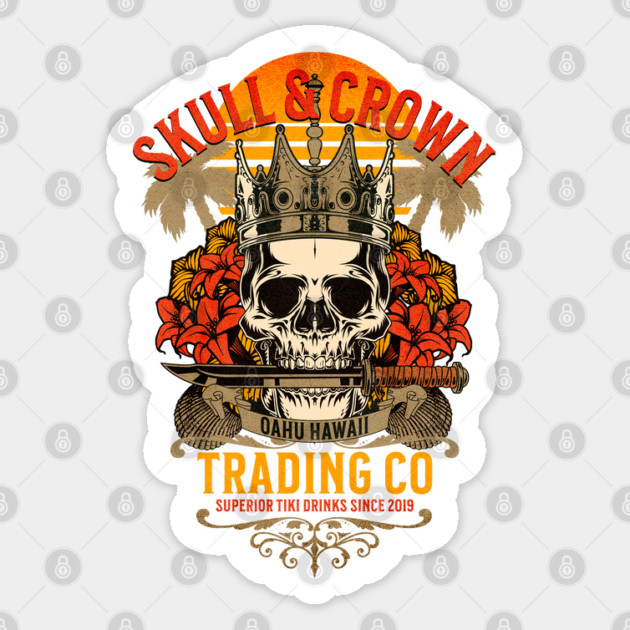 Skull & Crown Trading Co Oahu Hawaii Bar Lounge Tiki Drinks Hawaiian Collection Sticker by Joaddo