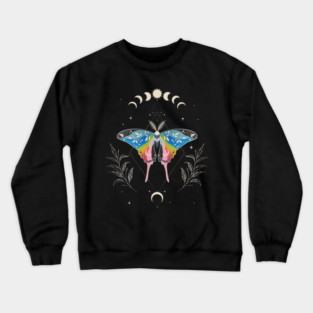 Queer Luna Moth Celestial Cottagecore LGBT Pride Flag Crewneck Sweatshirt