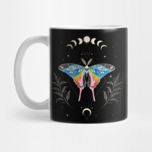 Queer Luna Moth Celestial Cottagecore LGBT Pride Flag Mug