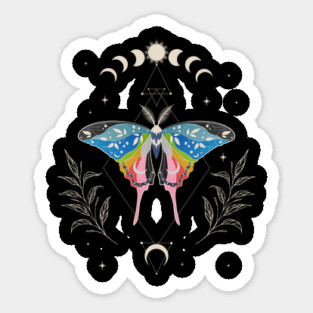 Queer Luna Moth Celestial Cottagecore LGBT Pride Flag Sticker