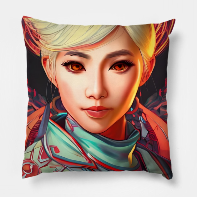animation  girl kawaii Pillow by animegirlnft