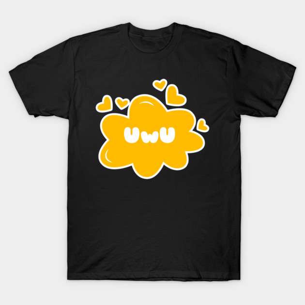 Cute Anime UwU Text Cloud with Hearts T-Shirt by Silvercrowv1