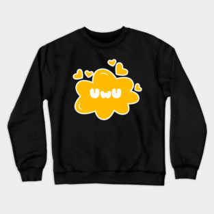 Cute Anime UwU Text Cloud with Hearts Crewneck Sweatshirt