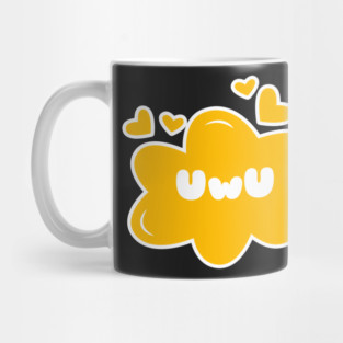 Cute Anime UwU Text Cloud with Hearts Mug