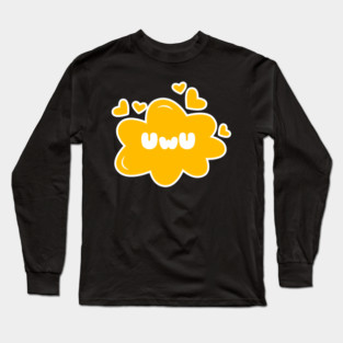 Cute Anime UwU Text Cloud with Hearts Long Sleeve T-Shirt