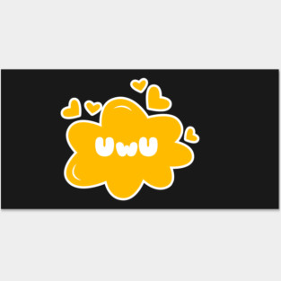 Cute Anime UwU Text Cloud with Hearts Posters and Art