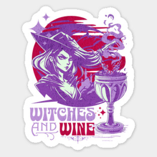 Witches and Wine Design for You Magical Wand Casting Lovers Sticker