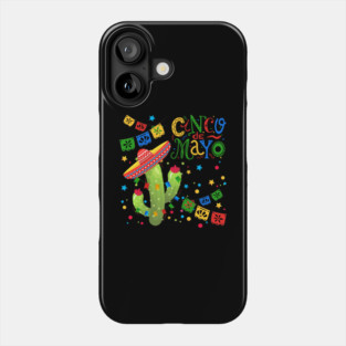 Cinco De Mayo Fun colorful celebration fifth may Mexican style cactus in Sombrero Phone Case
