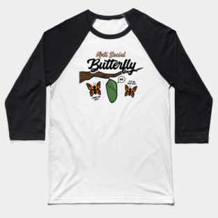 Anti Social Butterfly Baseball T-Shirt