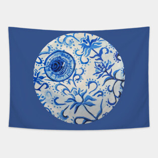 Blue China Eyeball Tapestry