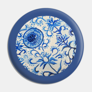 Blue China Eyeball Pin