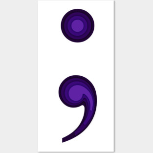 Papercut effect semicolon Posters and Art