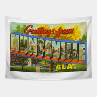 Greetings from Huntsville, Alabama - Vintage Large Letter Postcard Tapestry