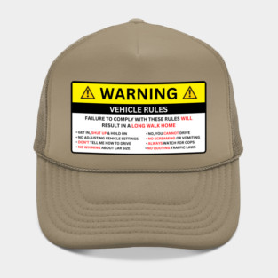 WARNING car sticker, VEHICLE RULES Hat
