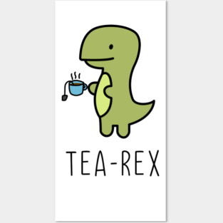 Tea-Rex Green Dino Posters and Art