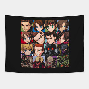 Resident Evil Pixel Art Collection Tapestry