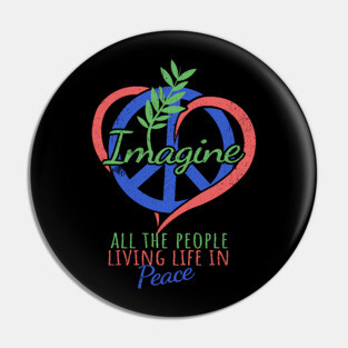 'Imagine All The People' Cool Hippie Peace Retro Gift Pin