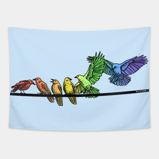Rainbow Crows Tapestry