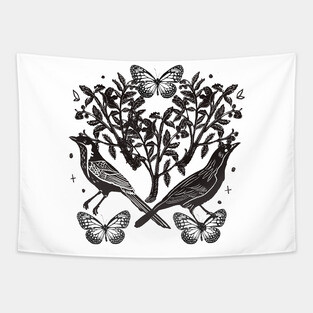 Vintage Inspired Linocut 1 Tapestry