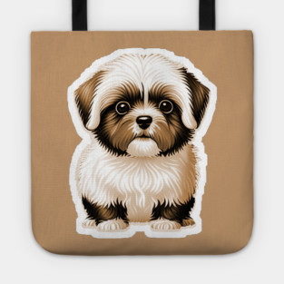 Havanese Puppy Dog with Brown & White Coat of Silky Soft Fur Tote
