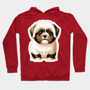 Havanese Puppy Dog with Brown & White Coat of Silky Soft Fur Hoodie