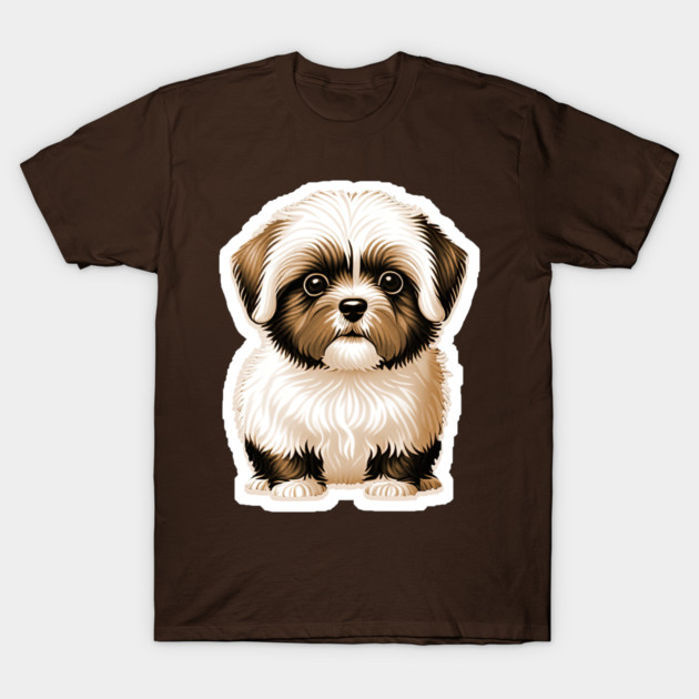 Havanese Puppy Dog with Brown & White Coat of Silky Soft Fur T-Shirt by SymbioticDesign