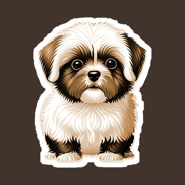 Havanese Puppy Dog with Brown & White Coat of Silky Soft Fur by SymbioticDesign