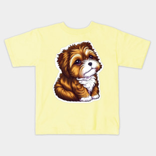 A Brown Havanese Puppy with Golden, Cream & White Highlights Kids T-Shirt