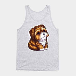 A Brown Havanese Puppy with Golden, Cream & White Highlights Tank Top