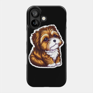 A Brown Havanese Puppy with Golden, Cream & White Highlights Phone Case