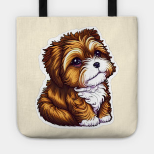 A Brown Havanese Puppy with Golden, Cream & White Highlights Tote