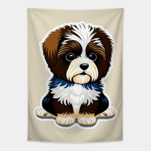 Cute Cartoon Havanese Puppy Dog Tapestry