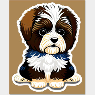 Cute Cartoon Havanese Puppy Dog Posters and Art