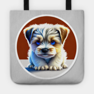 Cute Havanese Puppy Dog with White, Brown, and Black Markings Tote