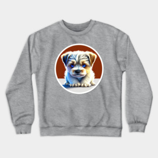 Cute Havanese Puppy Dog with White, Brown, and Black Markings Crewneck Sweatshirt