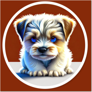 Cute Havanese Puppy Dog with White, Brown, and Black Markings Posters and Art