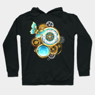 Clock and Gear with Butterfly ( Steampunk ) Hoodie
